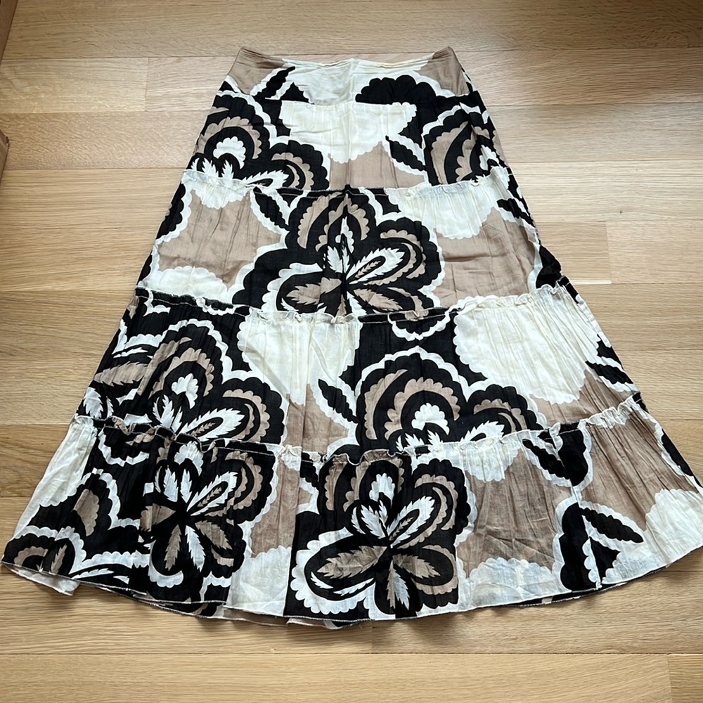 Studio West Tiered Cotton Lined Maxi Skirt Size S